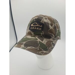 Drake Waterfowl Men's Hunting Camo Hat Cap ‎ Hex Patch Snap Back Old School